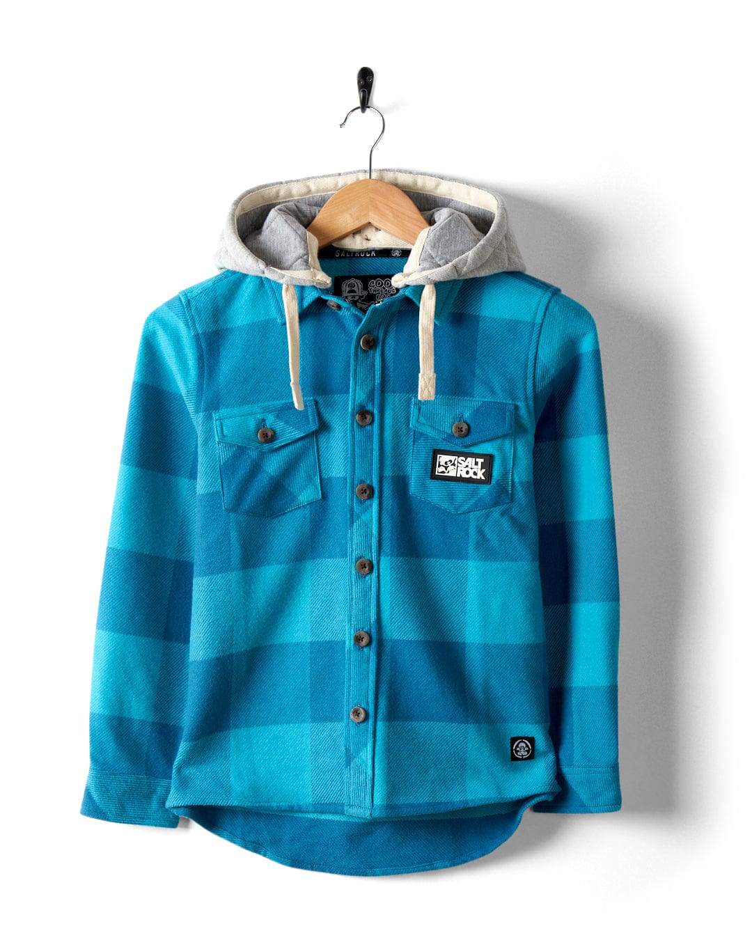 Hawkins - Kids Hooded Flannel Shirt - Blue