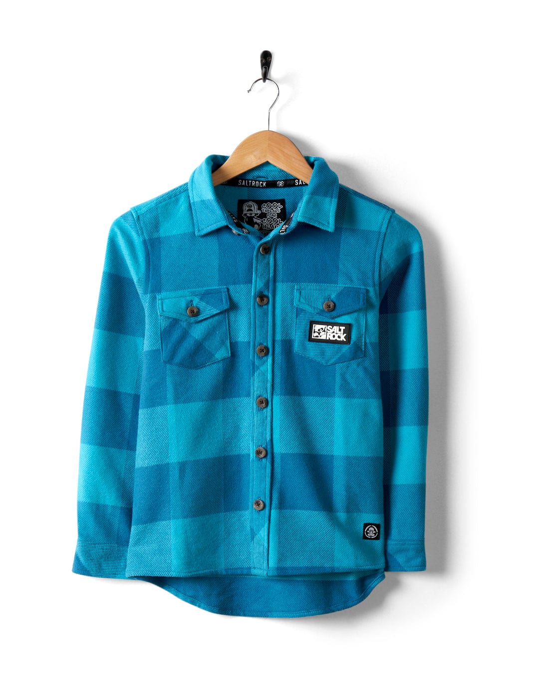 Hawkins - Kids Hooded Flannel Shirt - Blue