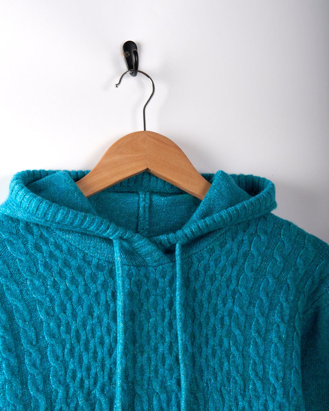 Hele Bay Womens Longline Knitted Hoodie Blue