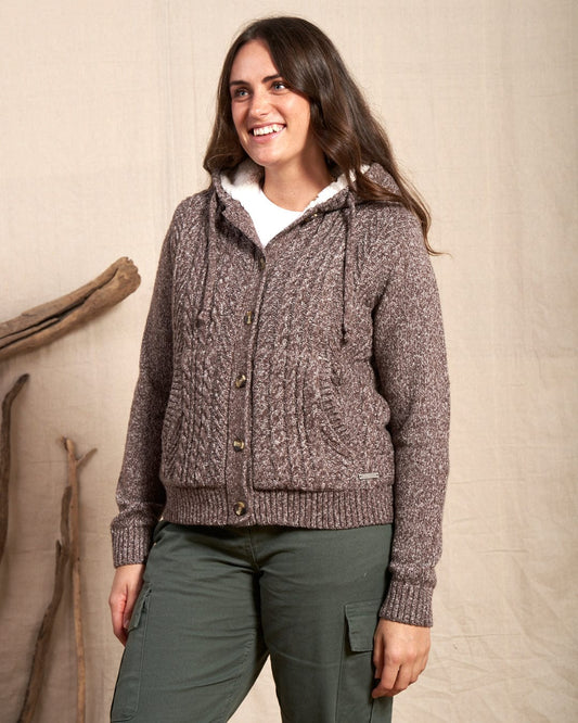 Helen - Knitted Cardigan - Brown