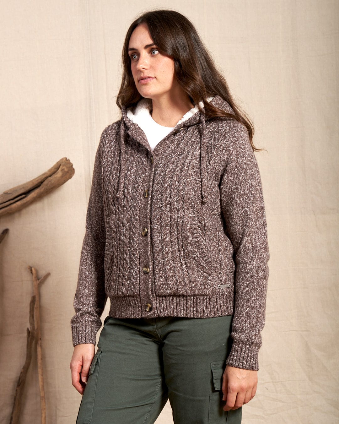 Helen - Knitted Cardigan - Brown