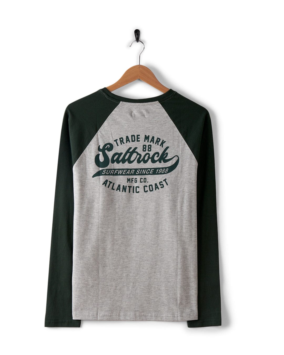 Home Run - Mens Long Sleeve T-Shirt - Grey/Green