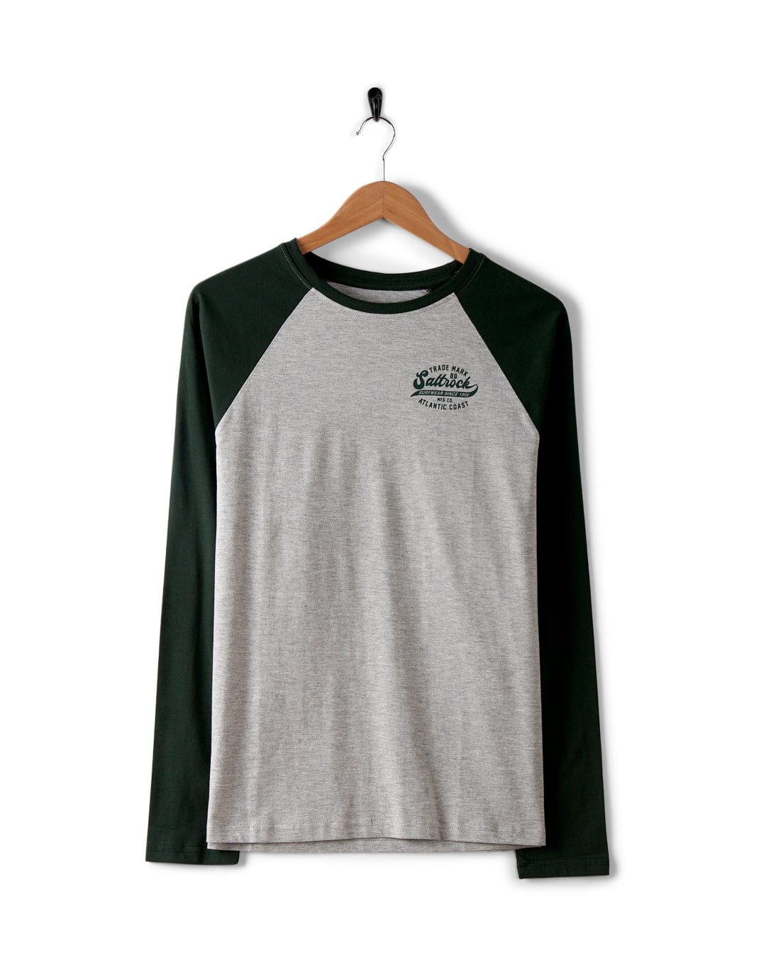 Home Run - Mens Long Sleeve T-Shirt - Grey/Green