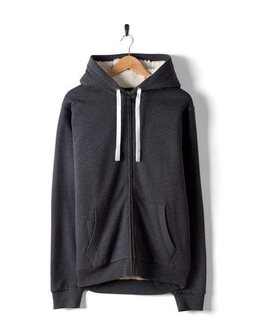 Home Run Stitch - Mens Sherpa Lined Hoodie - Grey