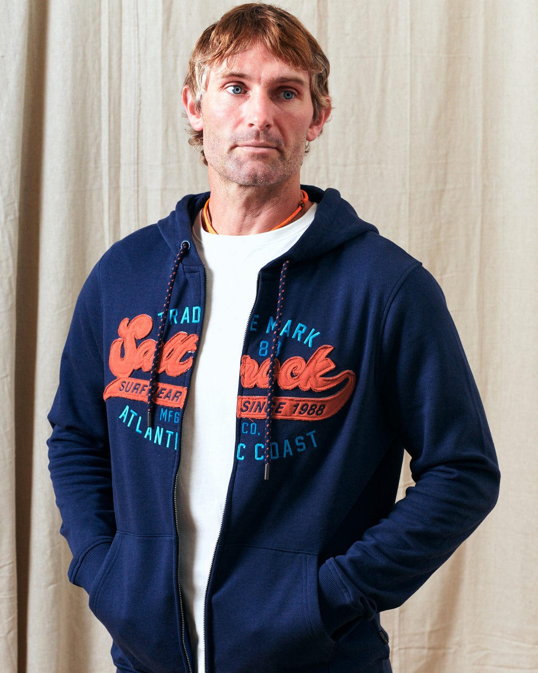 Home Run - Mens Zip Hoodie - Dark Blue