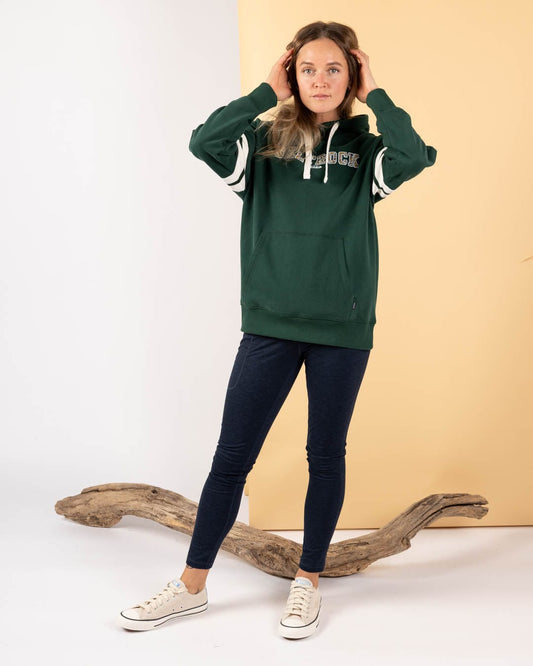 Campus Floral  - Womens Pop Hoodie - Dark Green