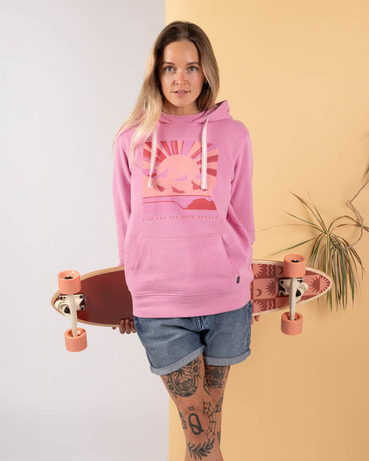 Open Spaces - Womens Pop Hoodie - Pink