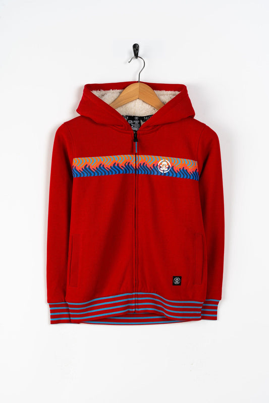 Wave Stripe -Borg Lined Hood - Red