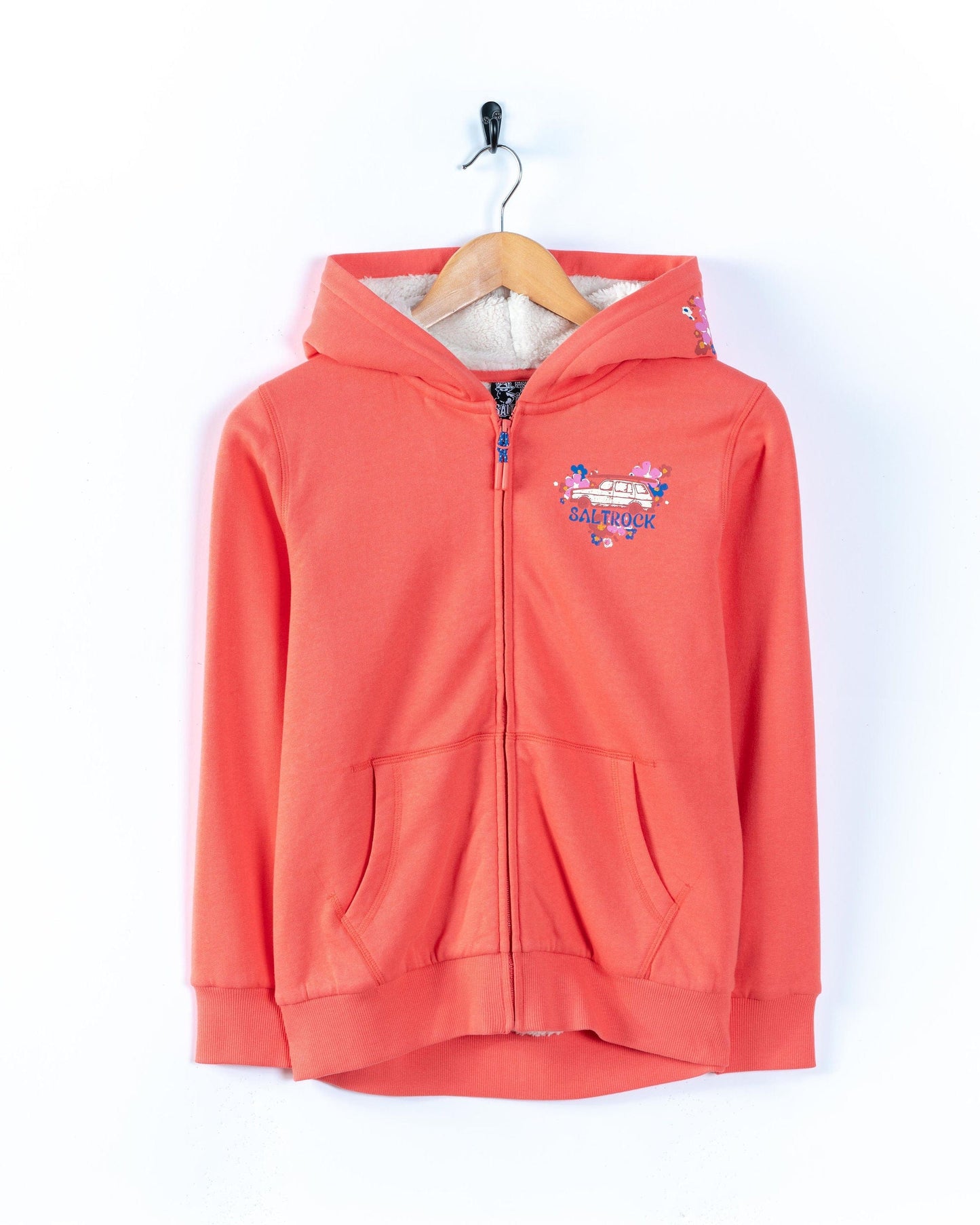 Highway Tour - Kids Borg Lined Hoodie - Coral