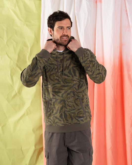 Camo Leaf - Mens Pop Hoodie - Green