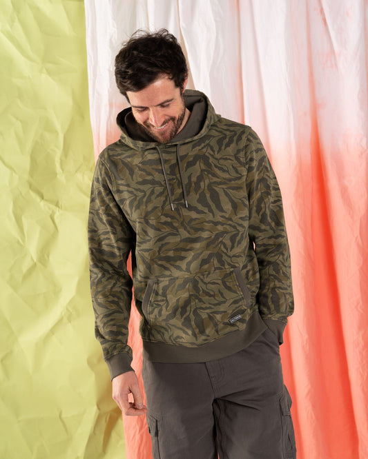 Camo Leaf - Mens Pop Hoodie - Green