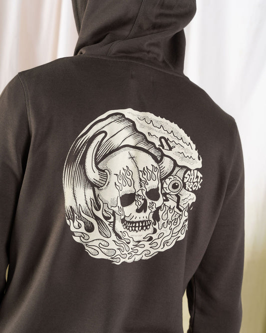 Fire Water - Mens Zip Hoodie - Dark Grey