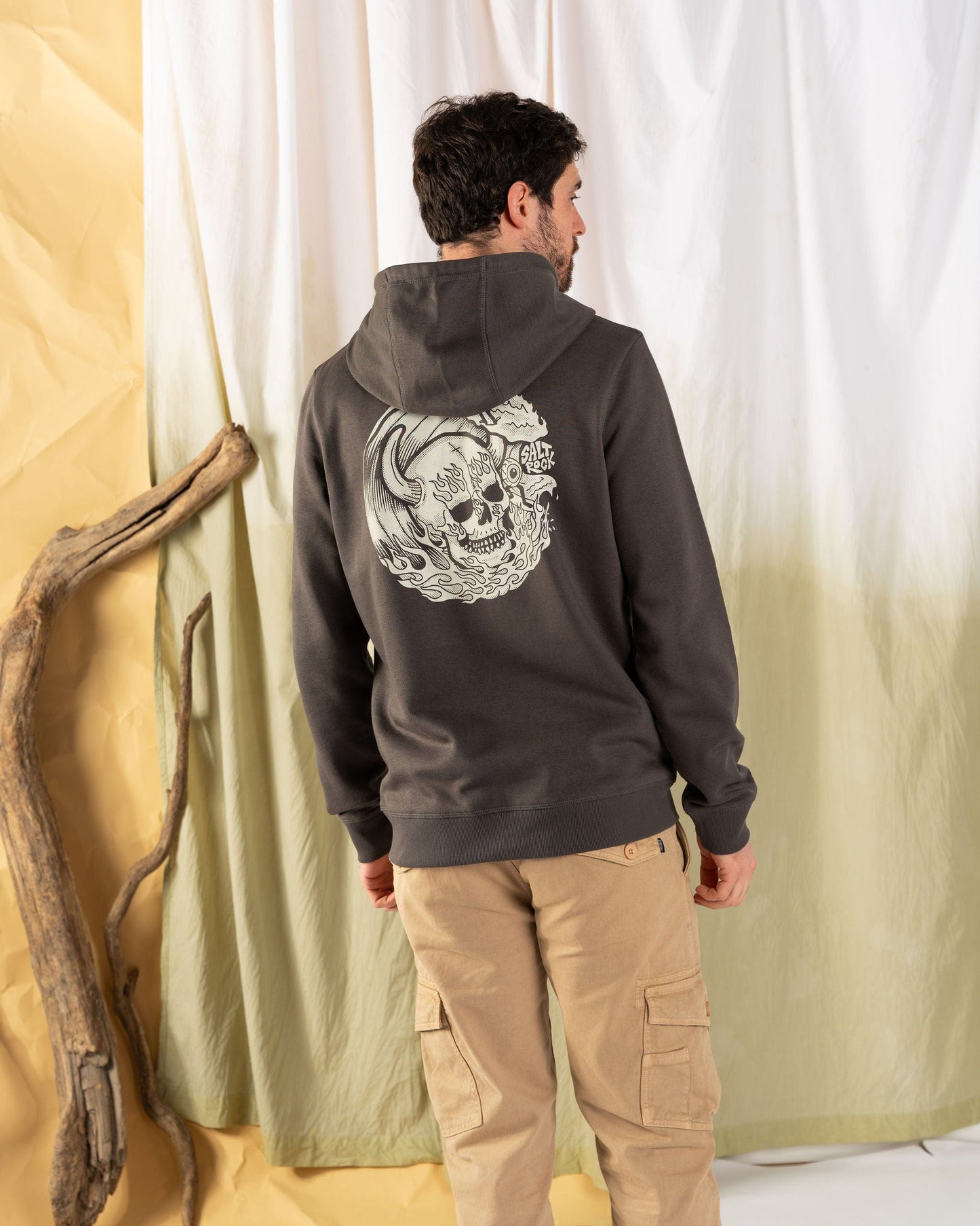 Fire Water - Mens Zip Hoodie - Dark Grey