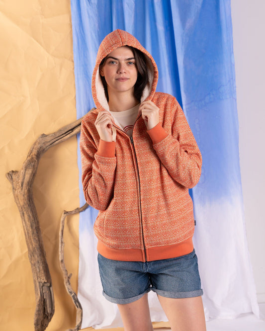 Sofie - Womens Borg Lined Hoodie - Coral