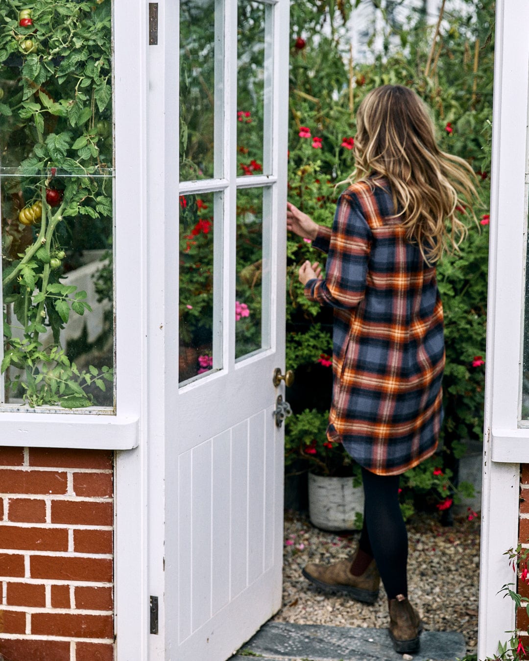 Imogen - Womens Flannel Shirt Dress - Orange