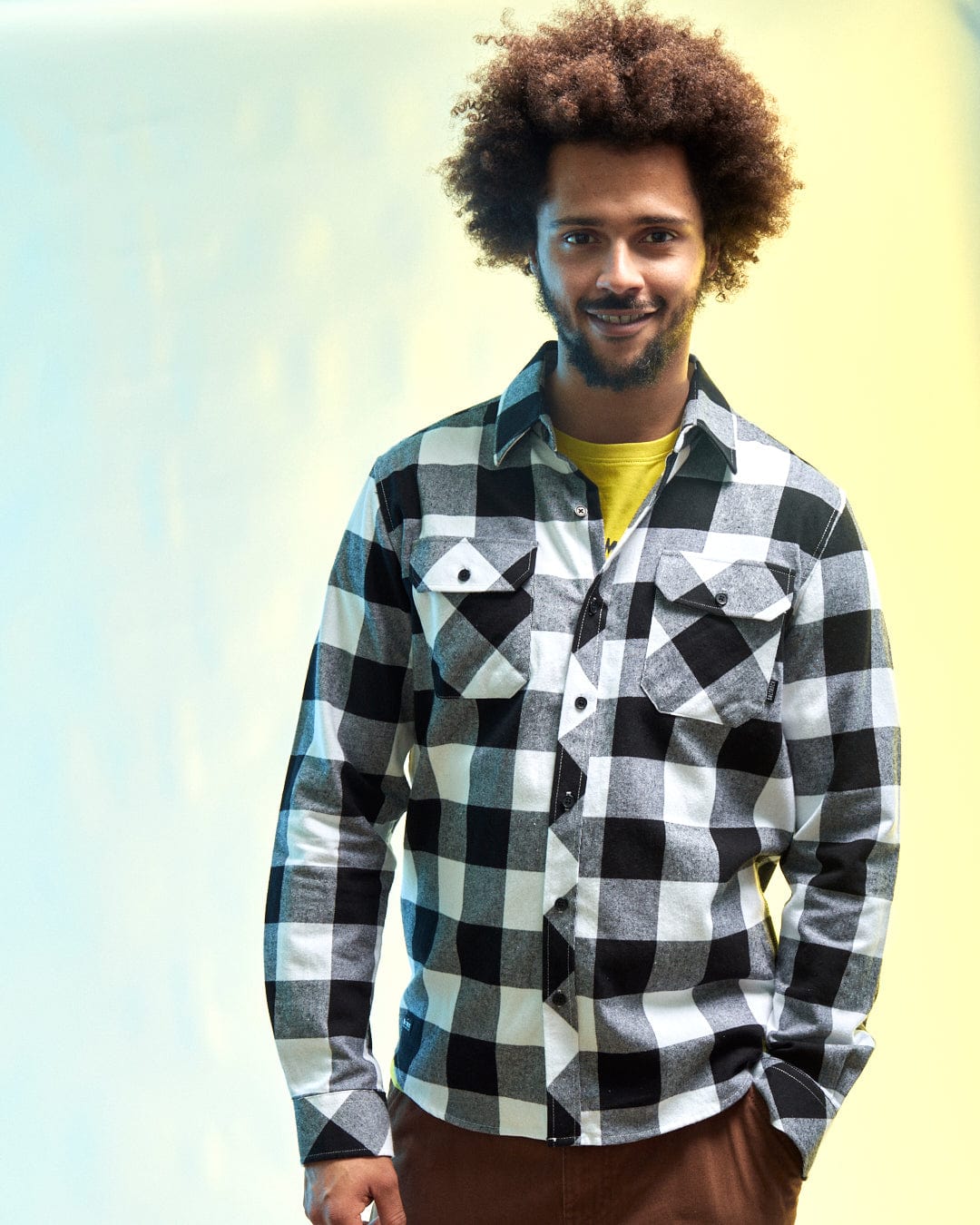 Jak - Mens Flannel Shirt - Black/White