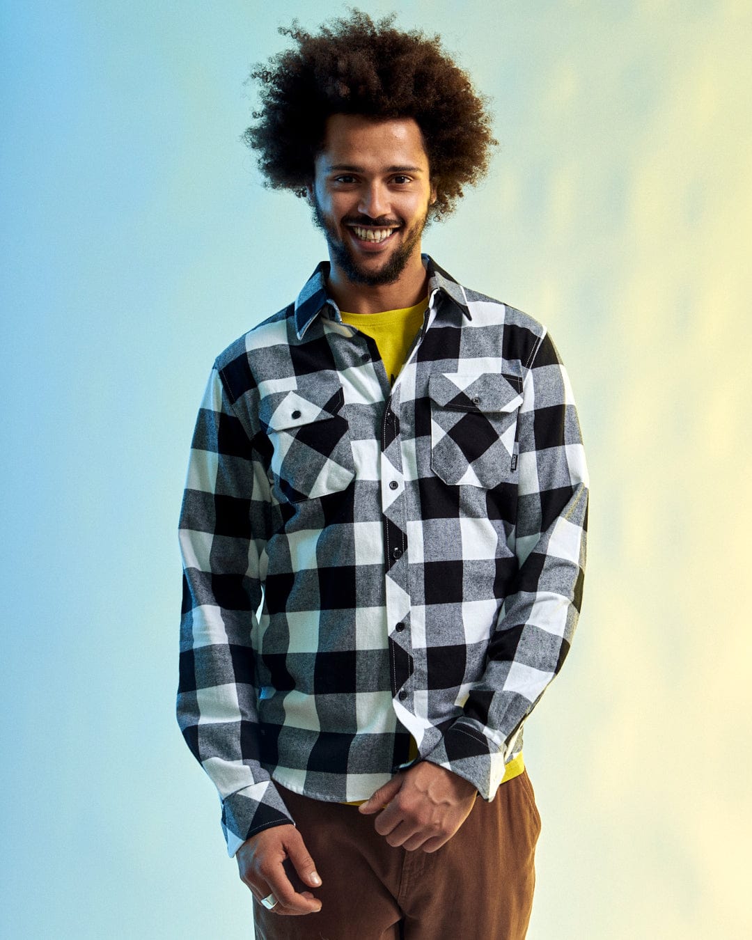 Jak - Mens Flannel Shirt - Black/White