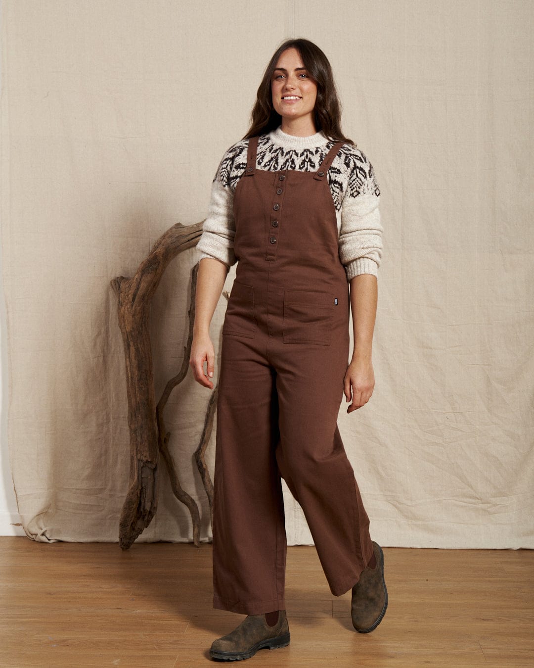 Jenna - Womens Dungarees - Brown