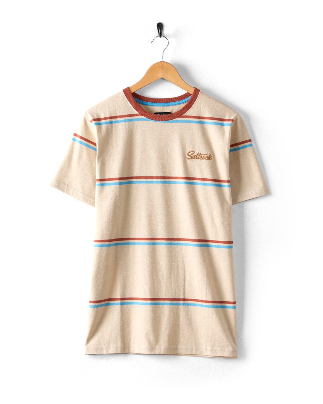 Landon - Mens Stripe Short Sleeve T-Shirt - Cream