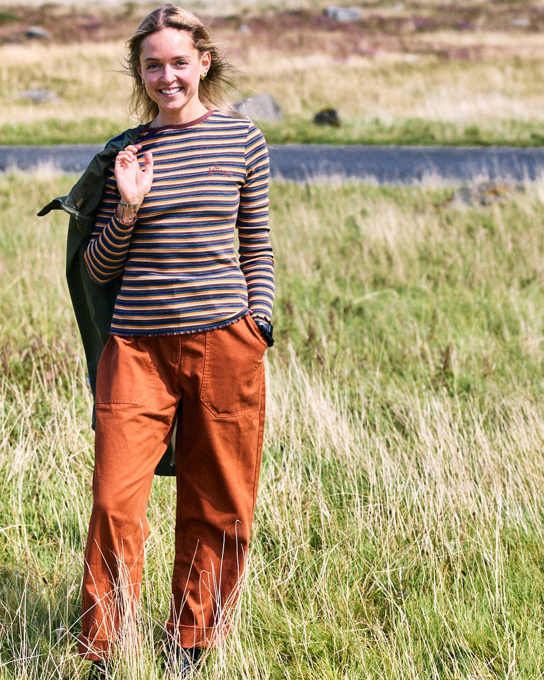 Lanie - Womens Long Sleeve Top - Yellow Stripe