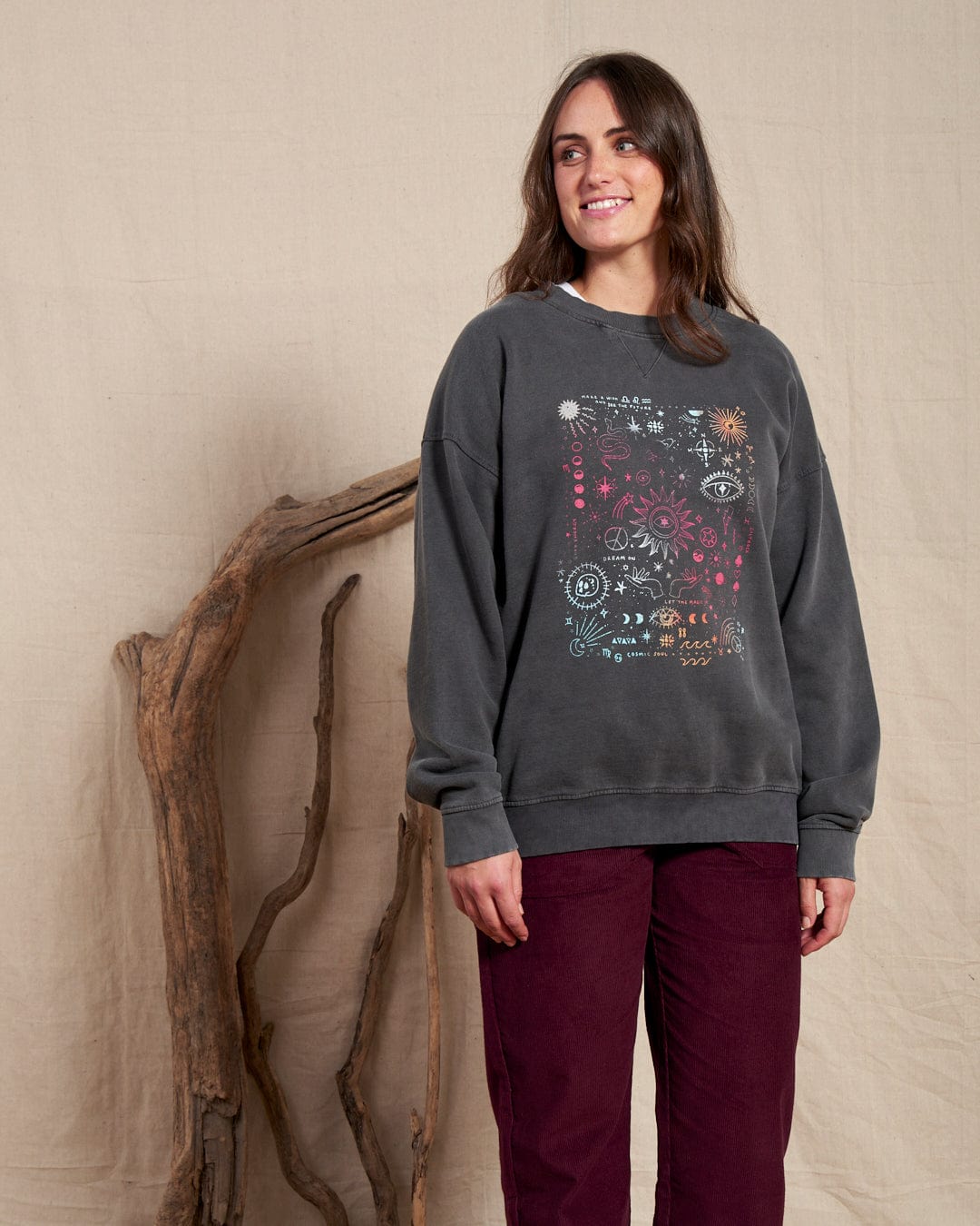 Let The Magic In - Womens Oversized Sweat - Washed Grey