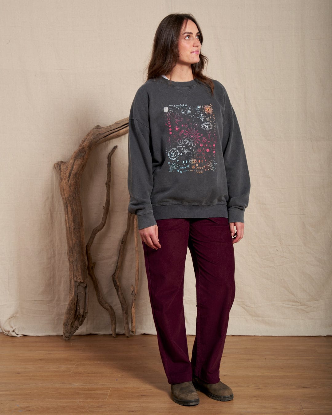 Let The Magic In - Womens Oversized Sweat - Washed Grey