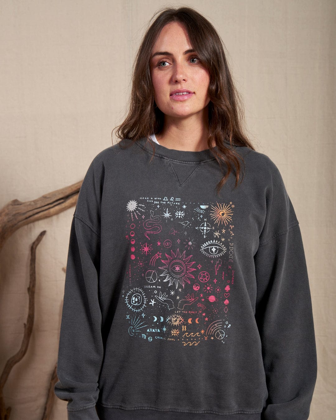 Let The Magic In - Womens Oversized Sweat - Washed Grey