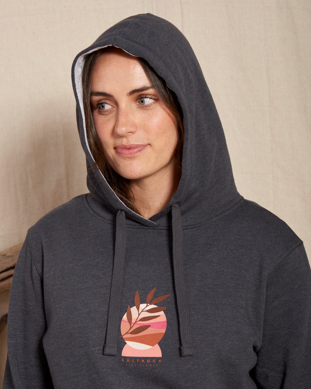 Live Slowly - Womens Pop Hoodie - Grey