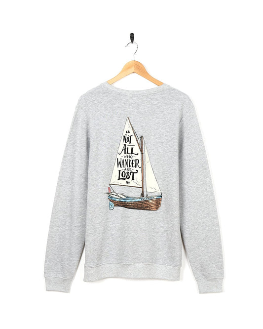 A Lost Ships - Mens Crew Sweat - Grey sweatshirt with a sailboat on it by Saltrock.