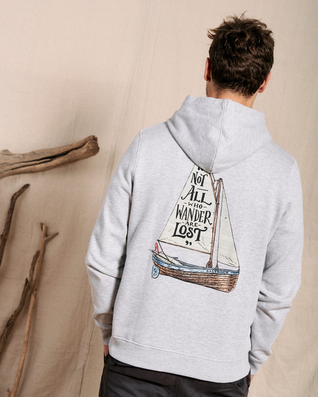 Lost Ships - Mens Pop Hood - Grey