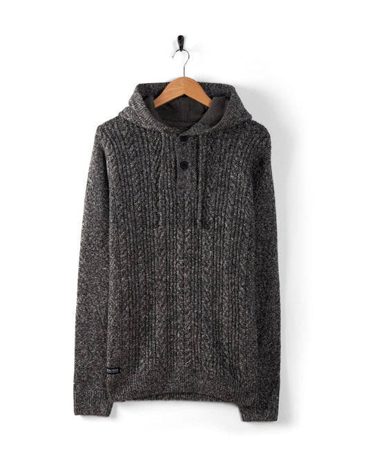 Luka - Mens Hooded Knitted Jumper - Grey