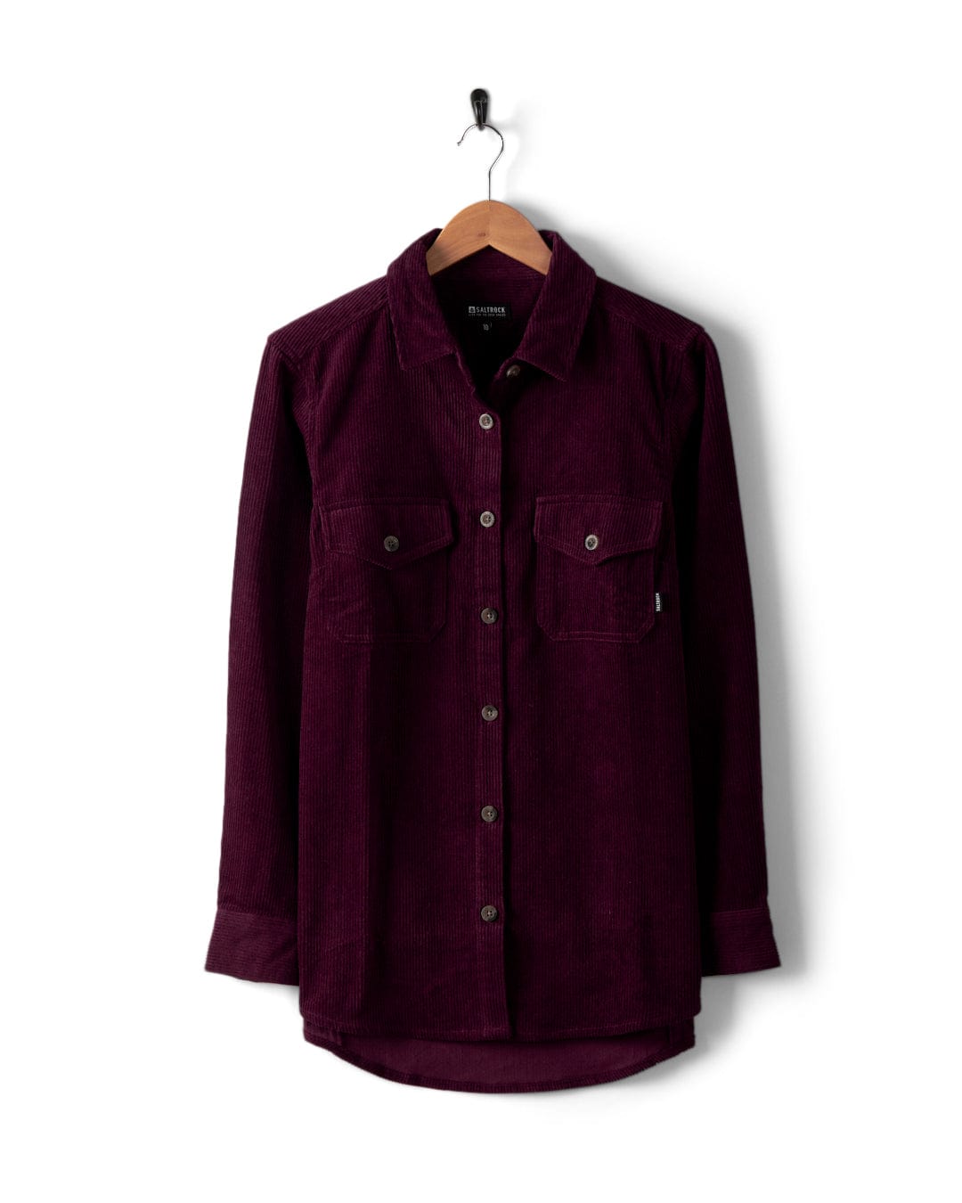 Maddox  - Womens Loose Corduroy Shacket - Burgundy