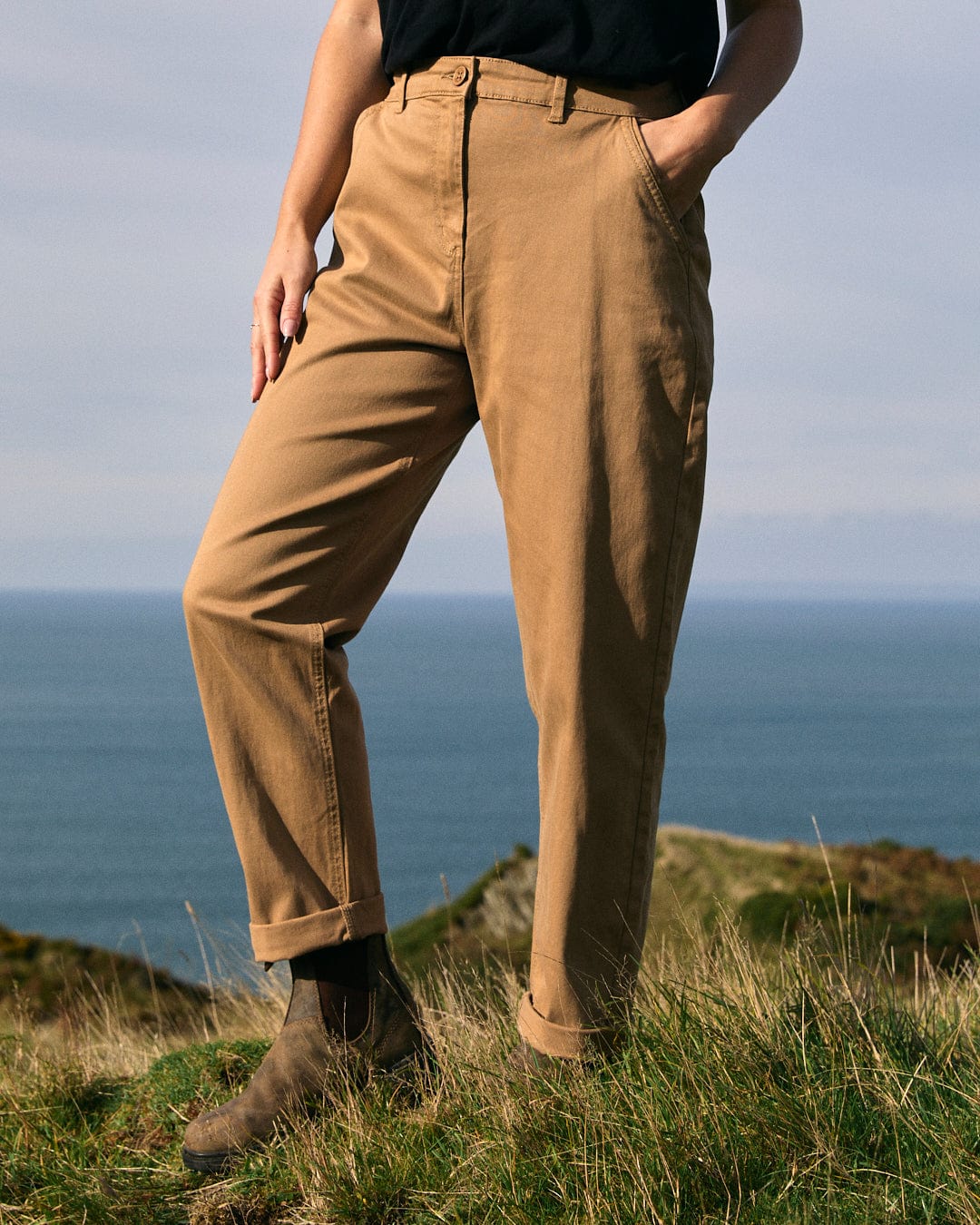 Mara - Womens Tapered Chino Trousers - Brown