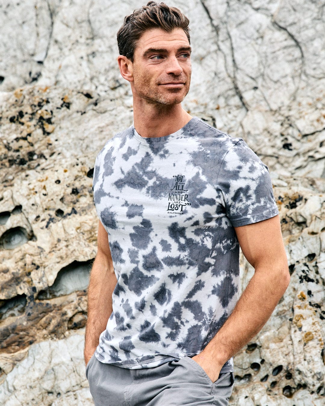 Lost Ships - Mens Tie Dye T-Shirt - Grey