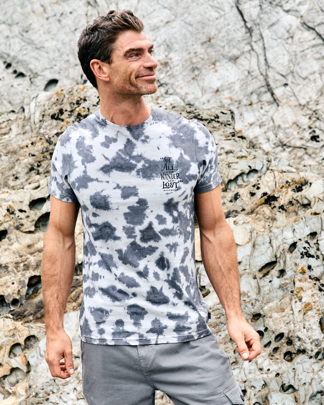 Lost Ships - Mens Tie Dye T-Shirt - Grey