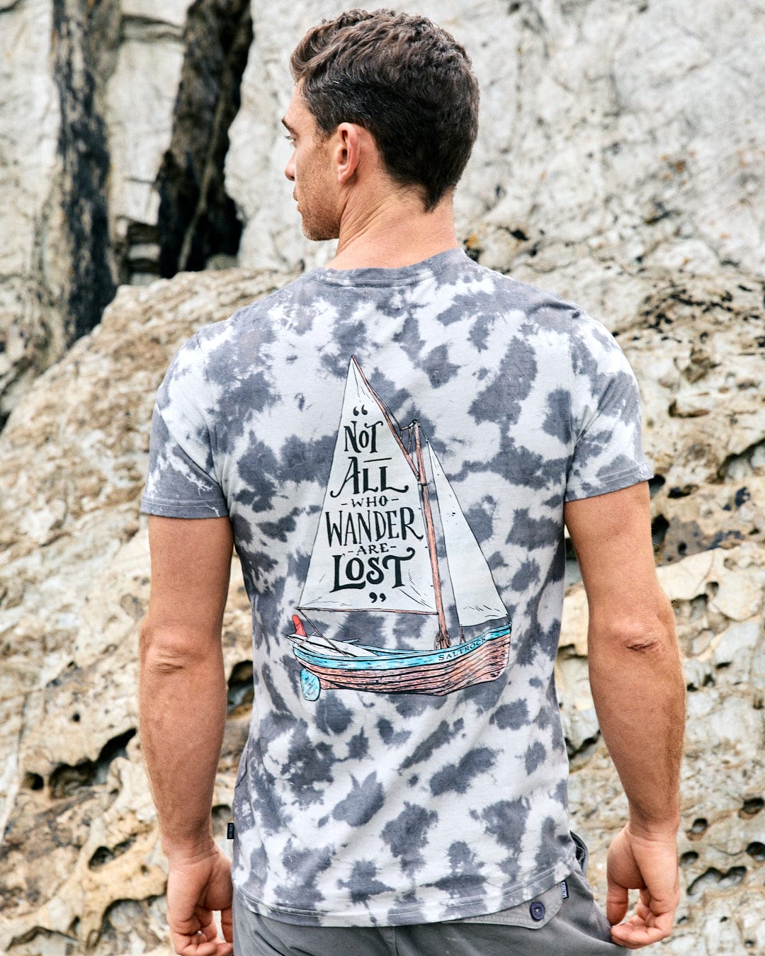 Lost Ships - Mens Tie Dye T-Shirt - Grey