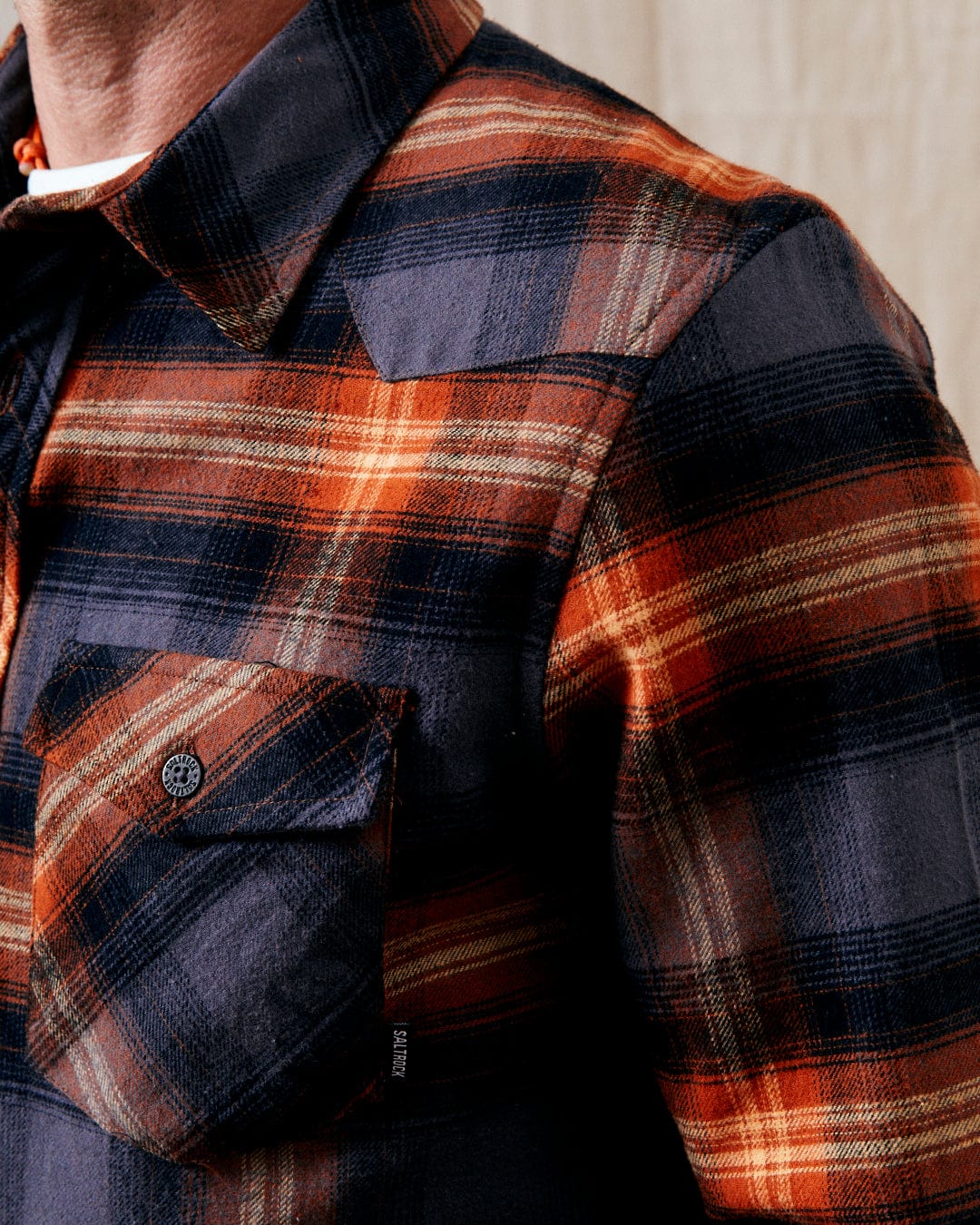 Miles - Mens Check Flannel Shirt - Orange