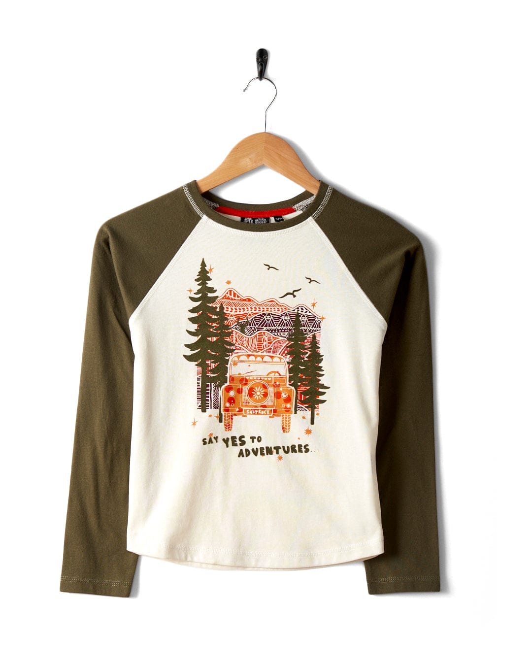 Mountain Adventure - Kids Long Sleeve Top - Cream/Green