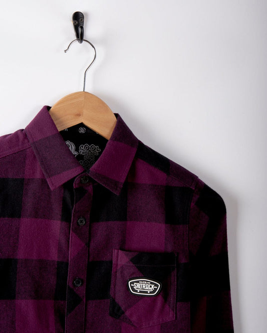 Pit - Kids Oversized Flannel Shirt - Black/Purple