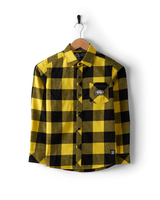 Pit - Kids Oversized Flannel Shirt - Black/Yellow