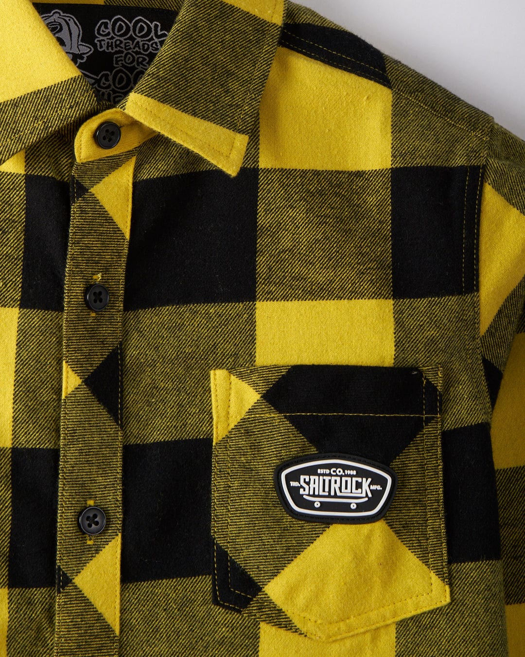 Pit - Kids Oversized Flannel Shirt - Black/Yellow