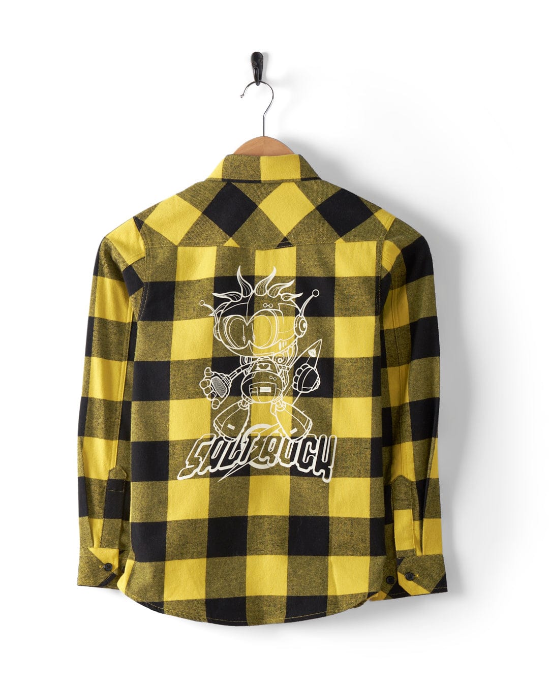 Pit - Kids Oversized Flannel Shirt - Black/Yellow