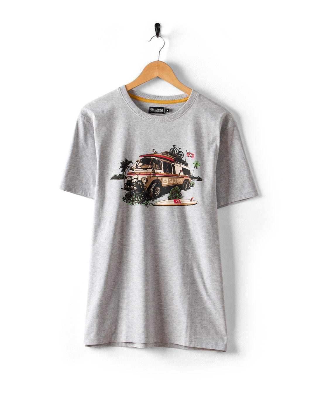 Retro Camper - Mens Short Sleeve T-Shirt - Grey