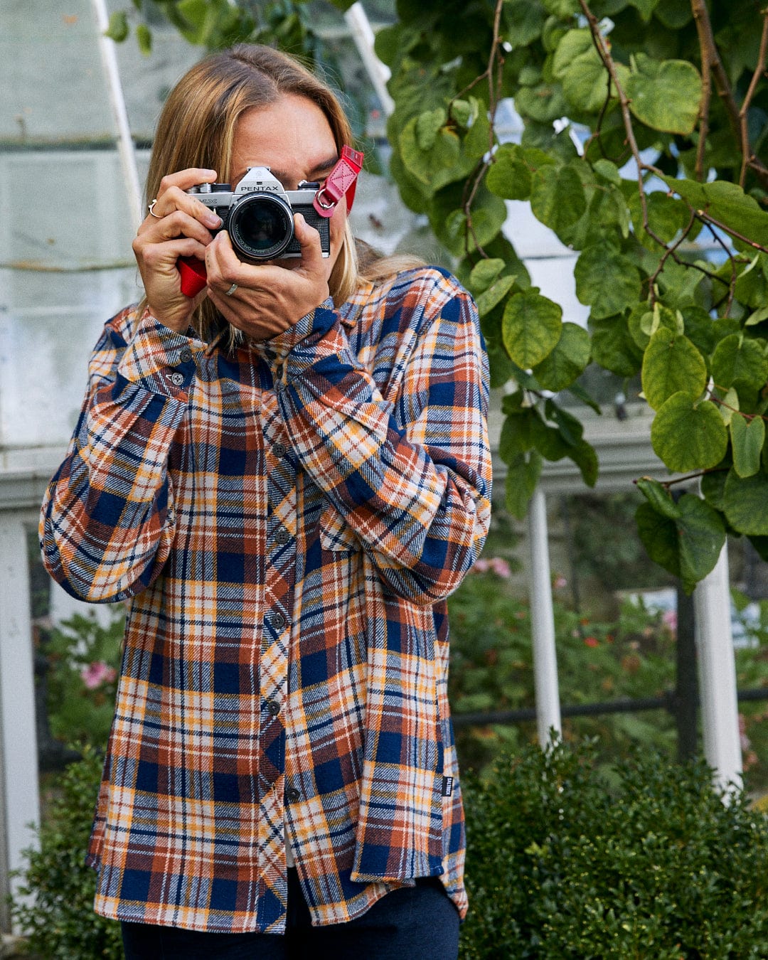 Rosalin - Womens Check Shirt - Burnt Orange