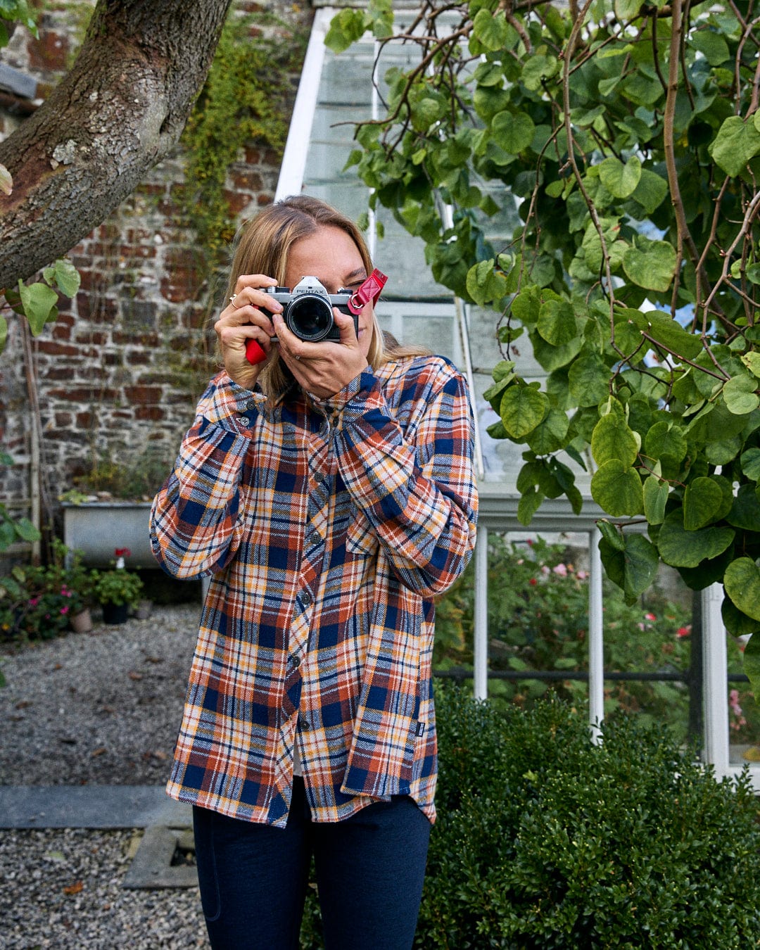 Rosalin - Womens Check Shirt - Burnt Orange