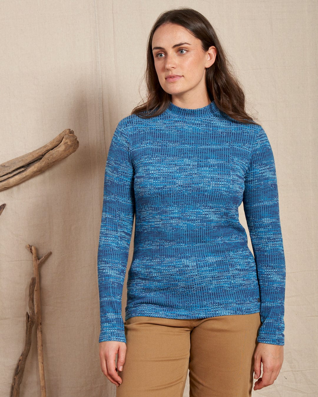 Space Dye Brooklyn - Womens Funnel Neck Top - Blue