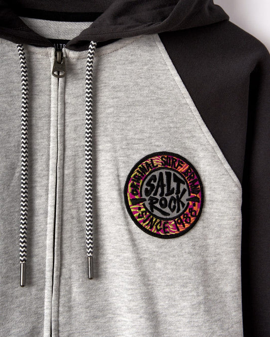 SR Warp Badge - Mens Recycled Zip Hoodie - Grey