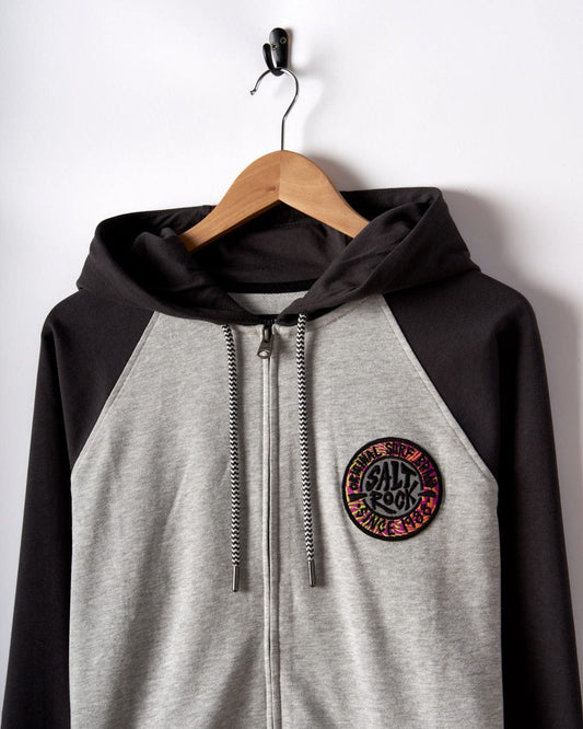 SR Warp Badge - Mens Recycled Zip Hoodie - Grey