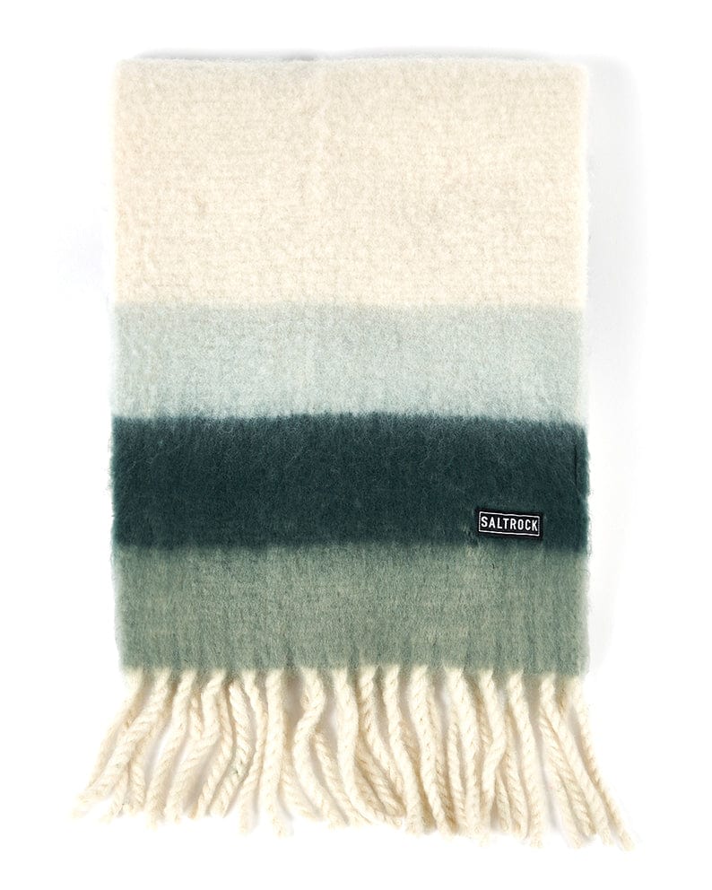 A Stripe Out - Blanket Scarf - Cream with fringes from Saltrock brand.