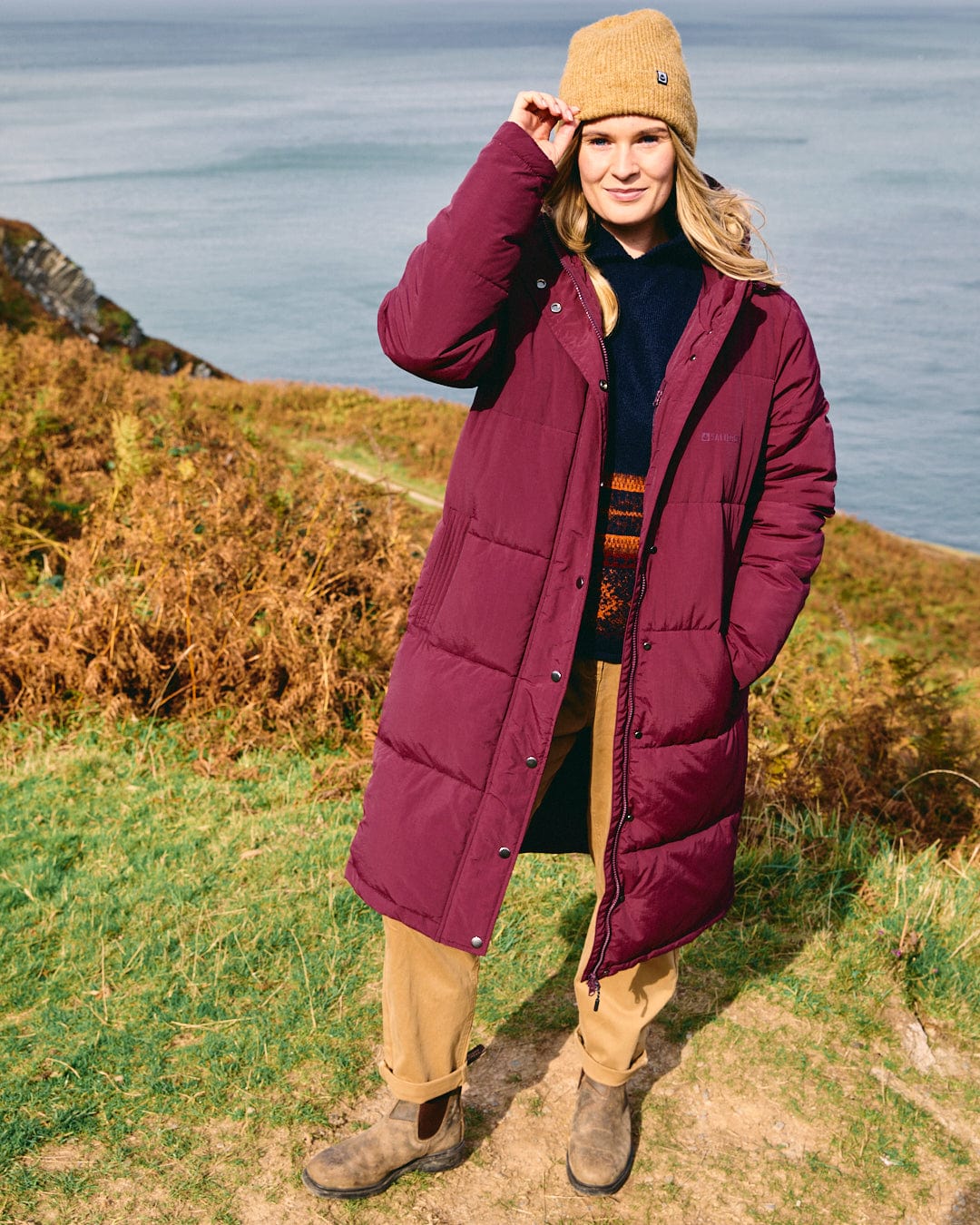 Tahoe - Womens Longline Padded Coat - Burgundy